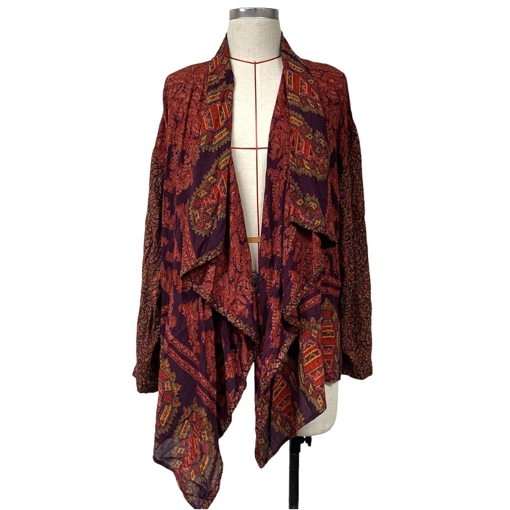 Vintage Componix Womens Size M Mix Print Boho Open Draped Cardigan